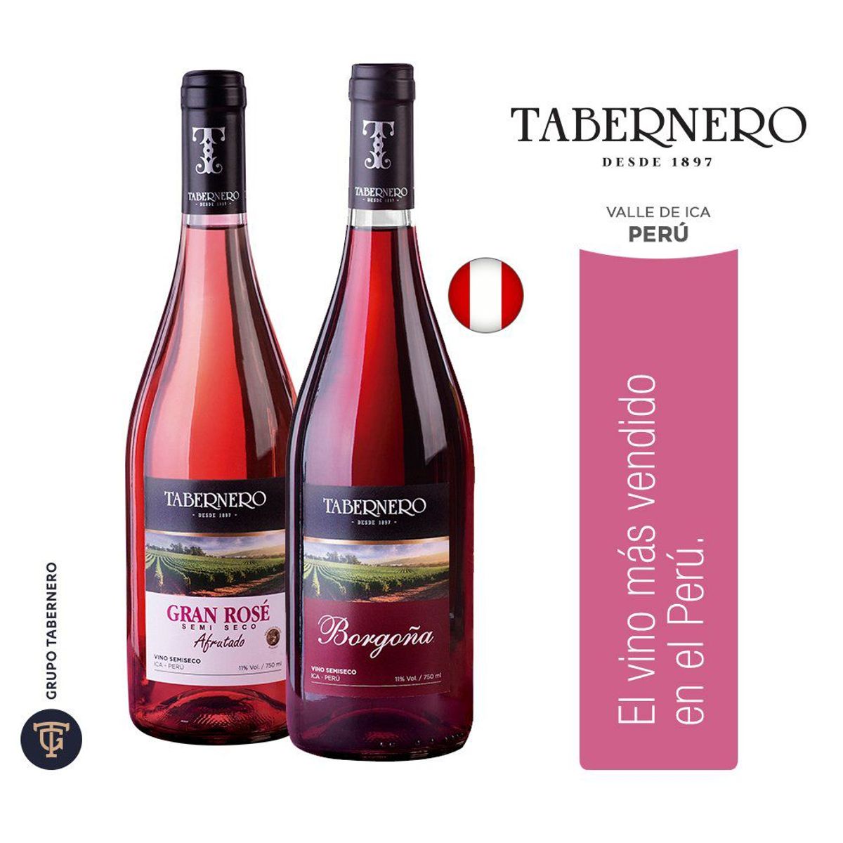 TABERNERO - Vino Tabernero Borgoña 750 mL + Rosé 750 mL