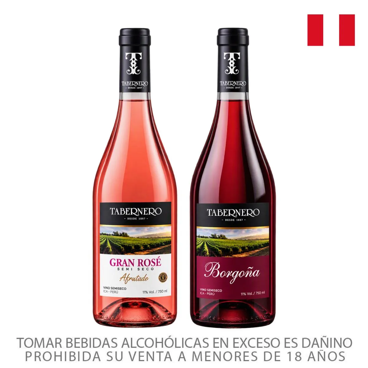 TABERNERO - Vino Tabernero Borgoña 750 mL + Rosé 750 mL