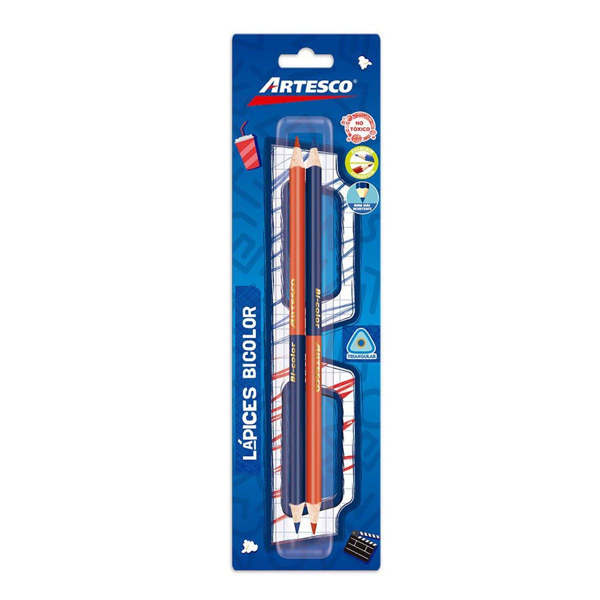 ARTESCO - Lápices Artesco Bicolor Azul Rojo Empaque 2 Und