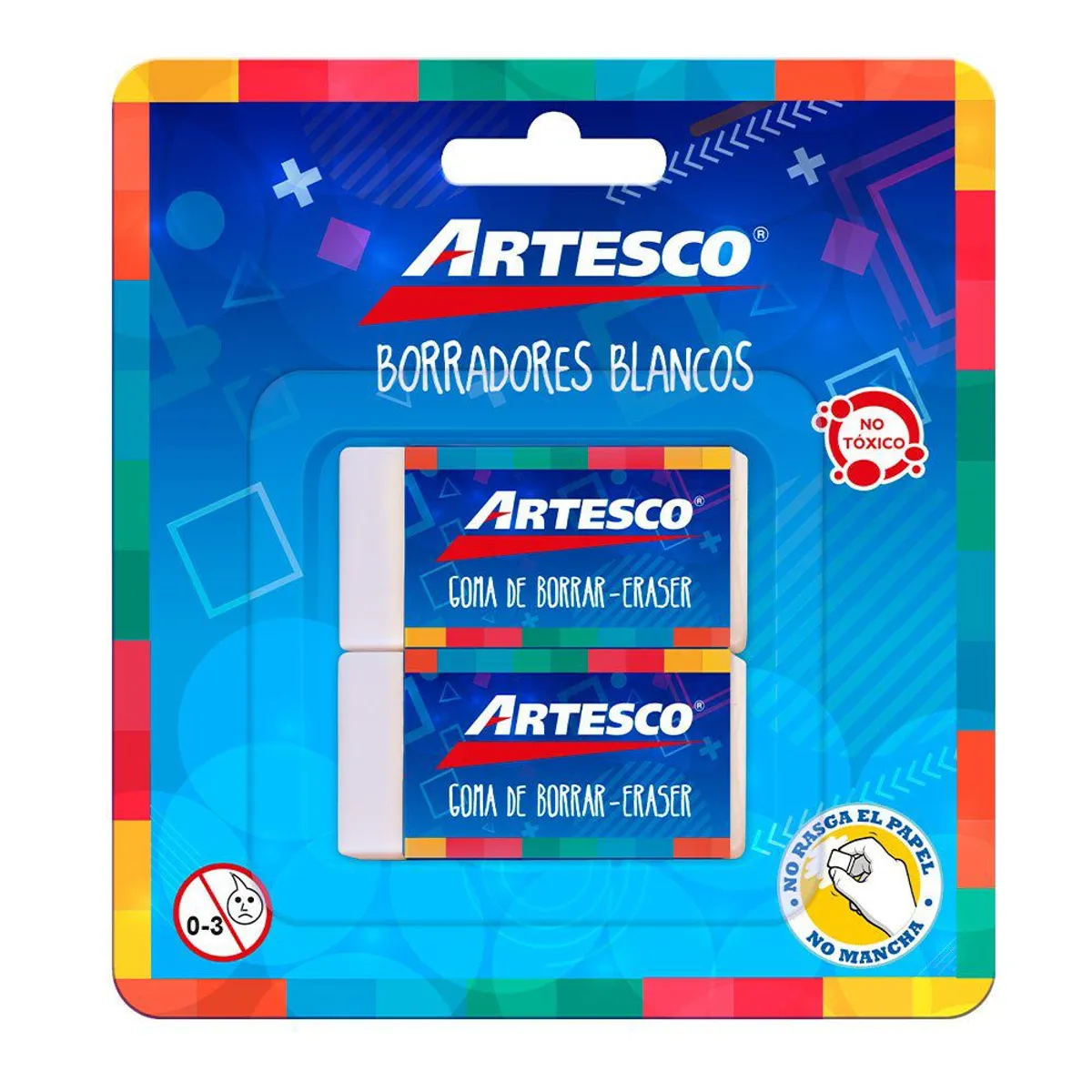 ARTESCO - Borrador Artesco Blanco Pequeño Empaque 2 Und