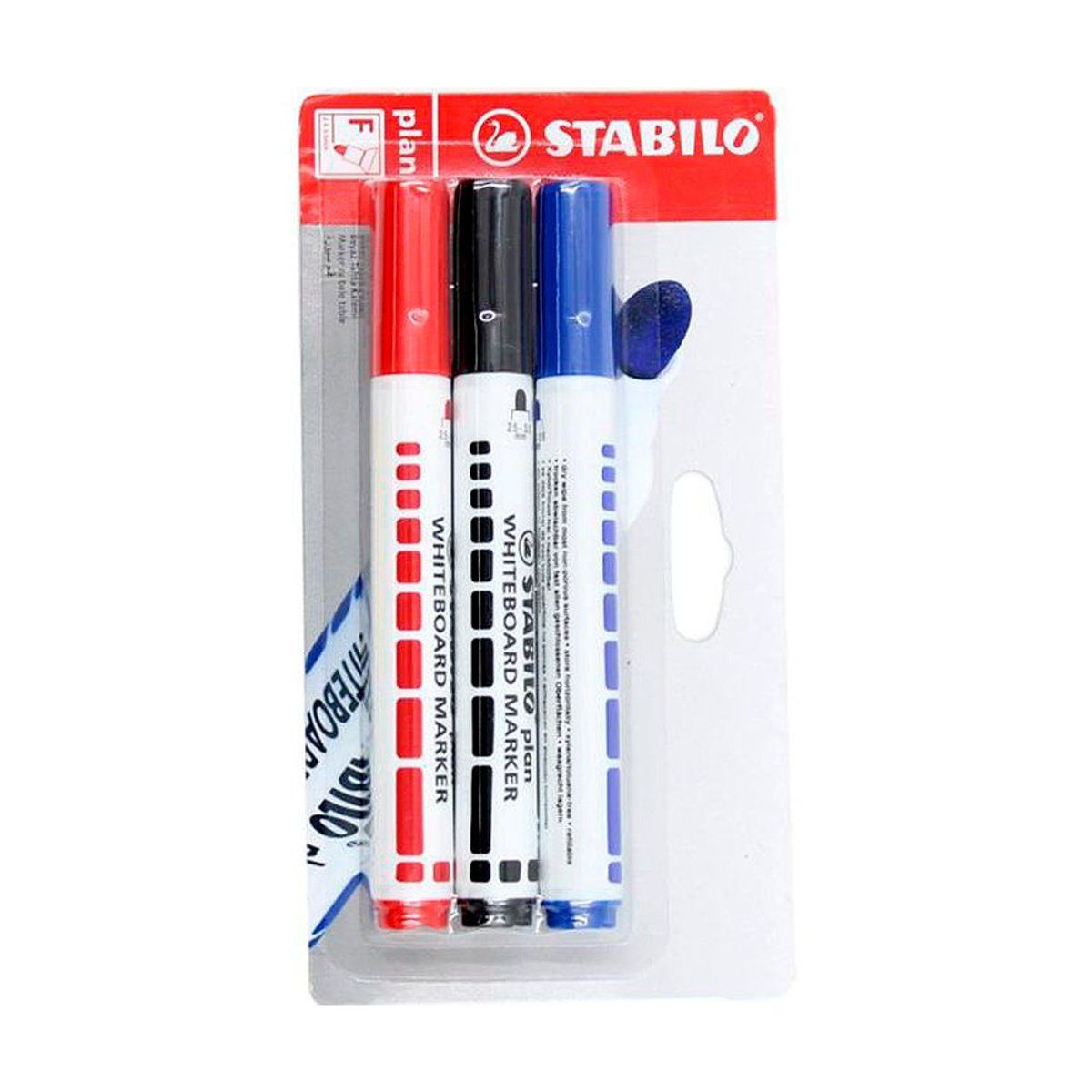STABILO - Plumones De Pizarra Stabilo Negro Azul Y Rojo Empaque 3 Und