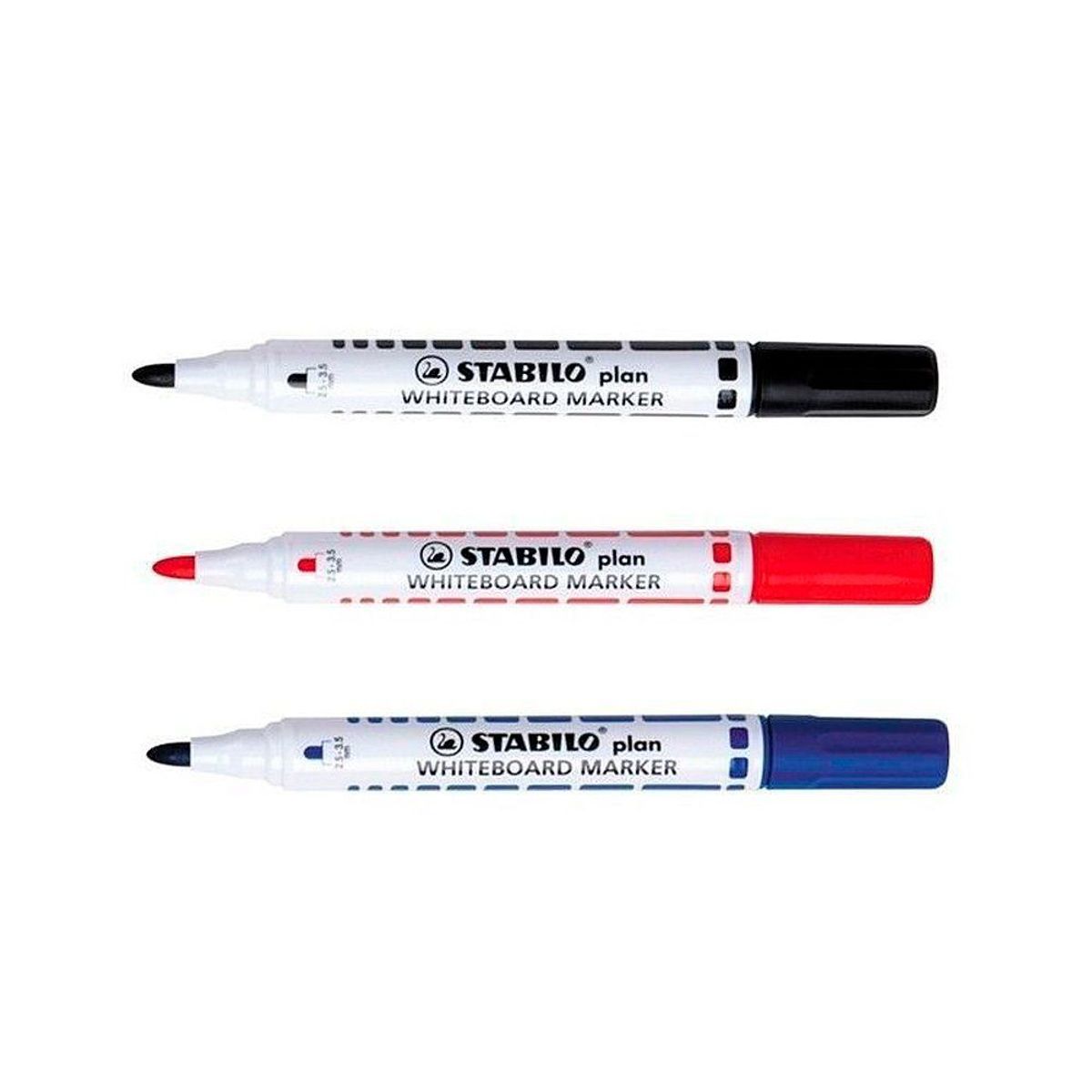 STABILO - Plumones De Pizarra Stabilo Negro Azul Y Rojo Empaque 3 Und