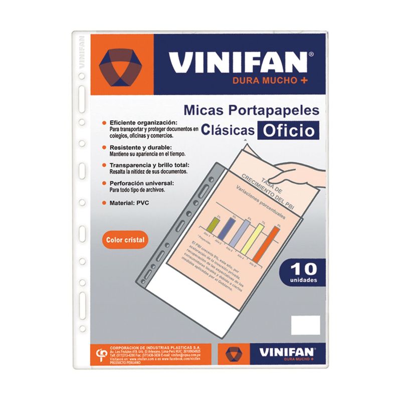 VINIFAN - Mica Portapapeles Vinifan Tamaño Oficina Empaque 10 Und