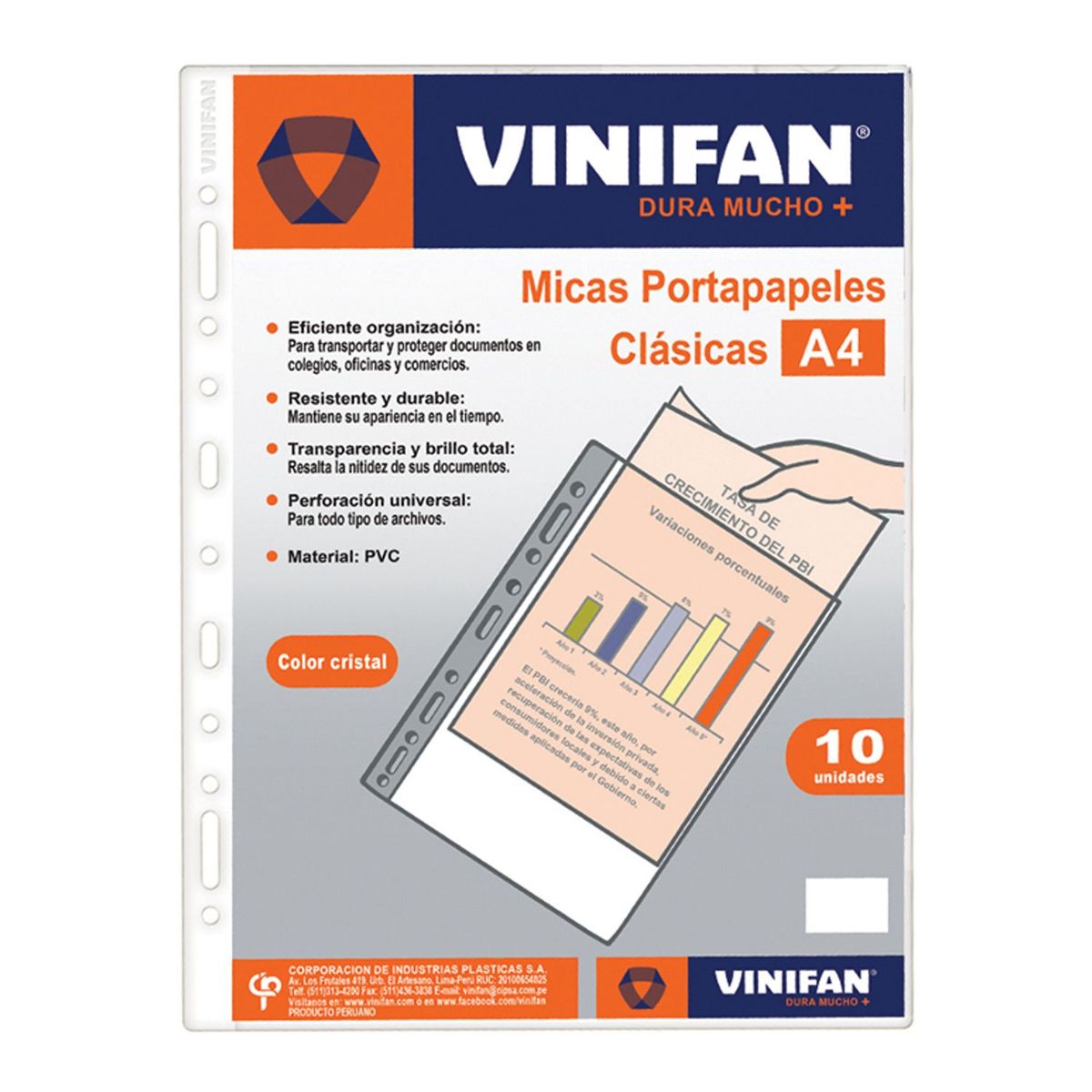 VINIFAN - Mica Portapapeles Vinifan Tamaño A4 Empaque 10 Und
