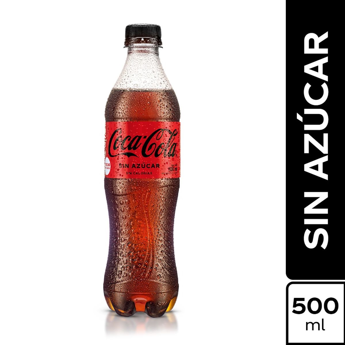 COCA COLA - Gaseosa Coca Cola Sin Azúcar Botella 500 mL