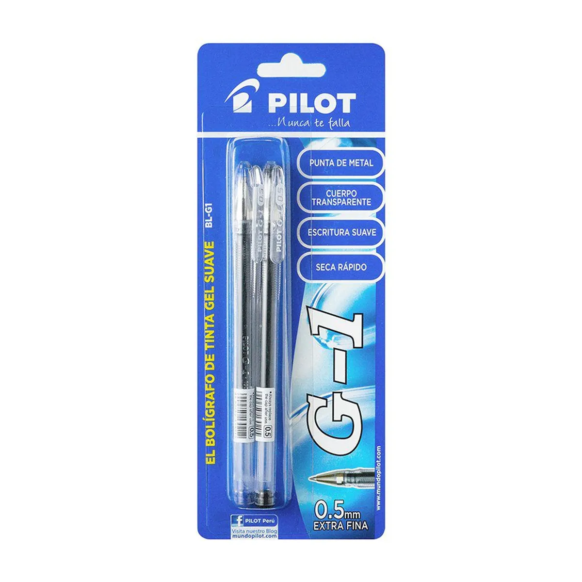 PILOT - Lapicero Pilot Tinta Gel G1 Azul Negro Empaque 2 Und