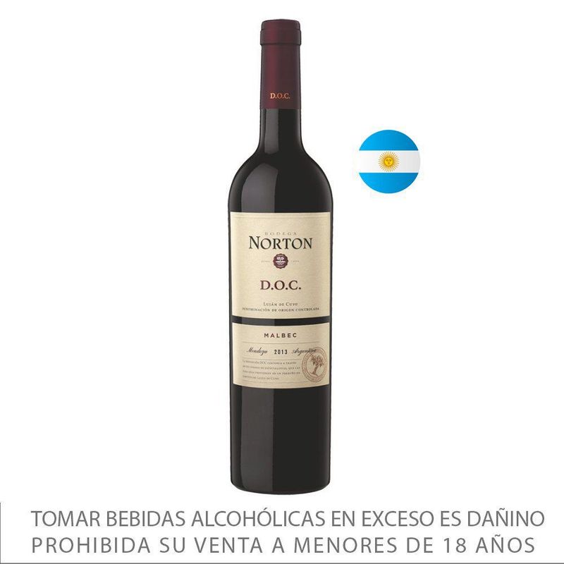 NORTON - Vino Norton Malbec Botella 750 mL