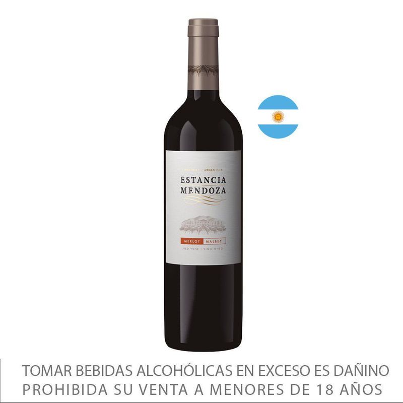 ESTANCIA MENDOZA - Vino Estancia Mendoza Tinto Merlot Malbec Botella 750 mL