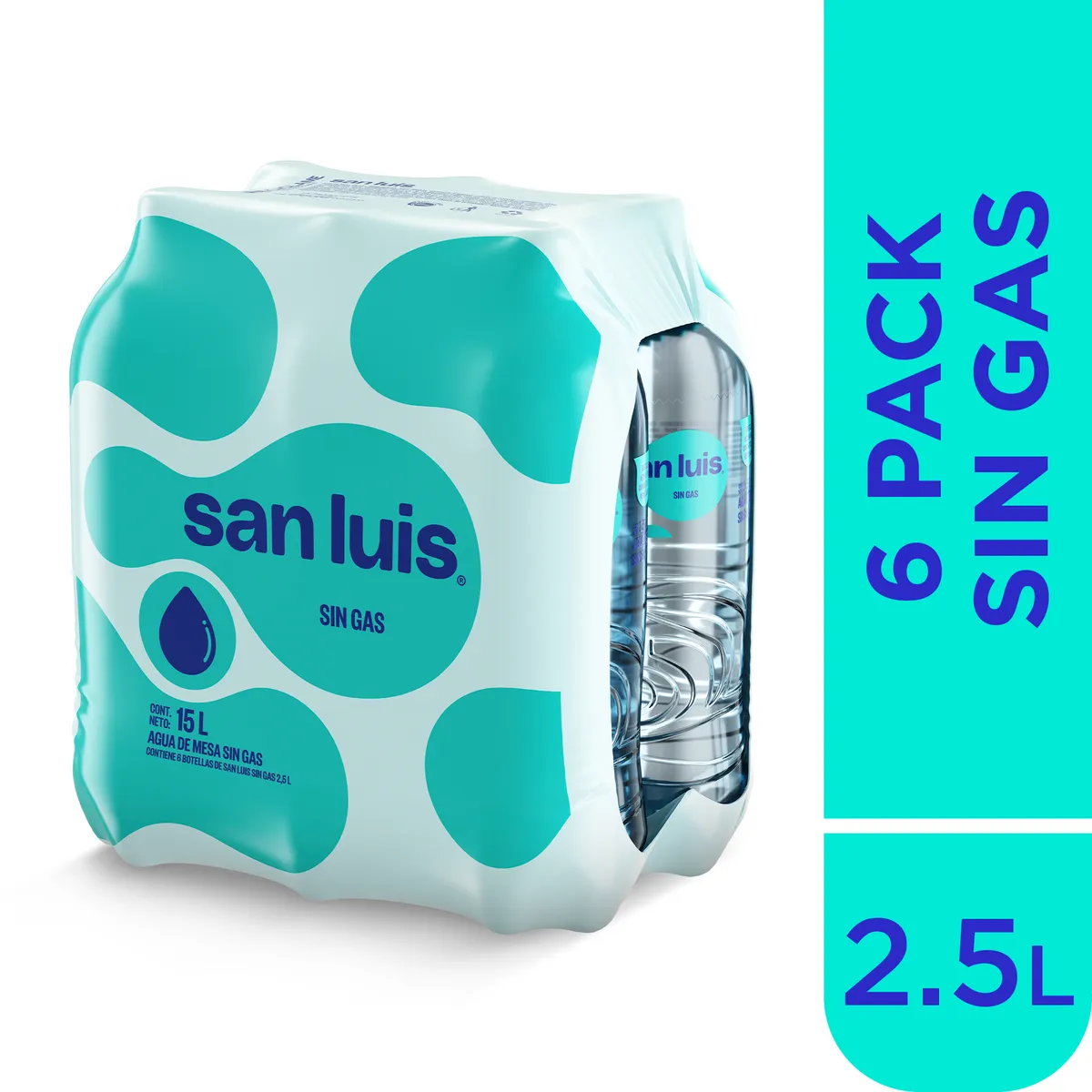 SAN LUIS - Agua San Luis Sin Gas Sixpack Botella 2.5 L