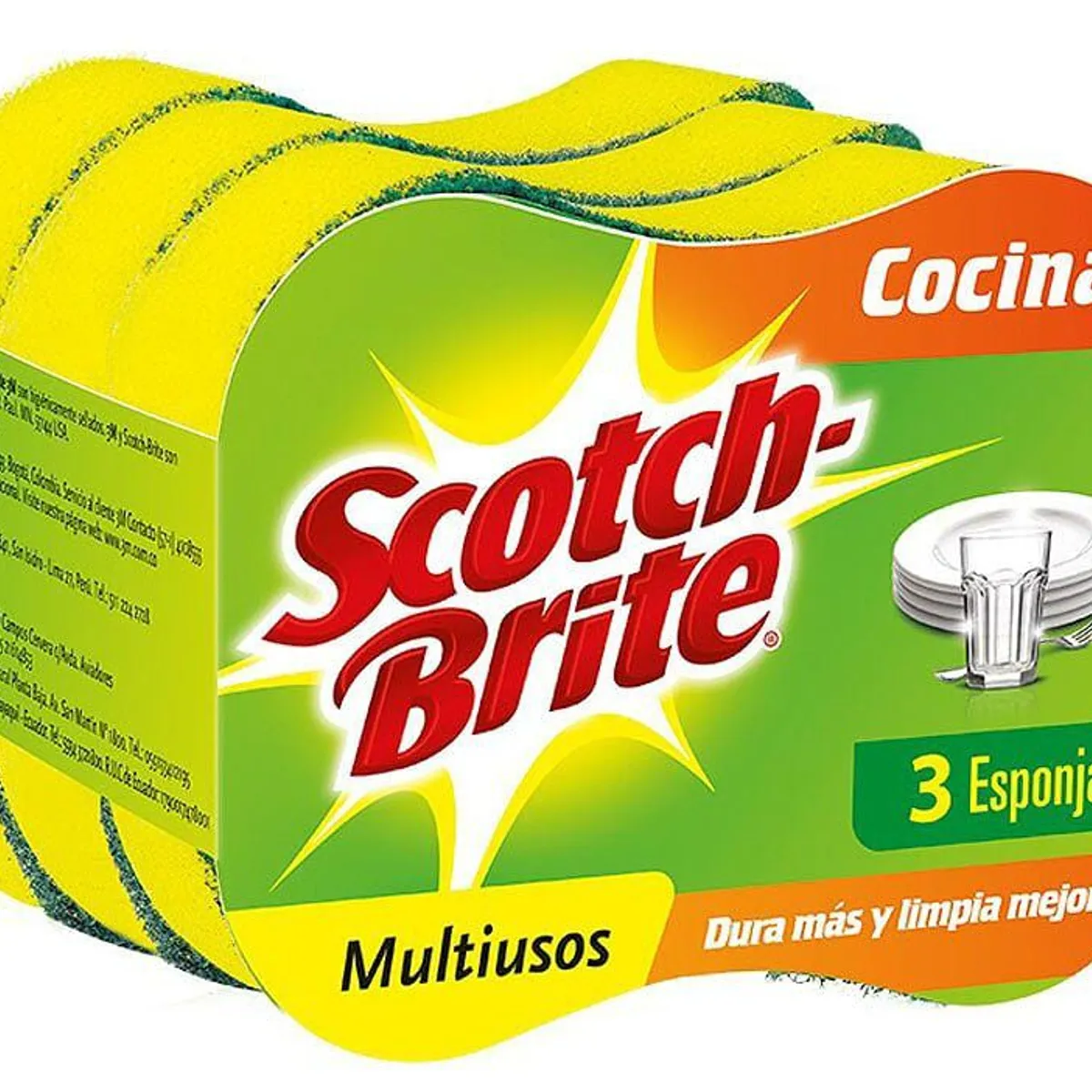 SCOTCH BRITE - Esponja de Cocina 2 en 1 Scotch Brite Empaque 3 Und