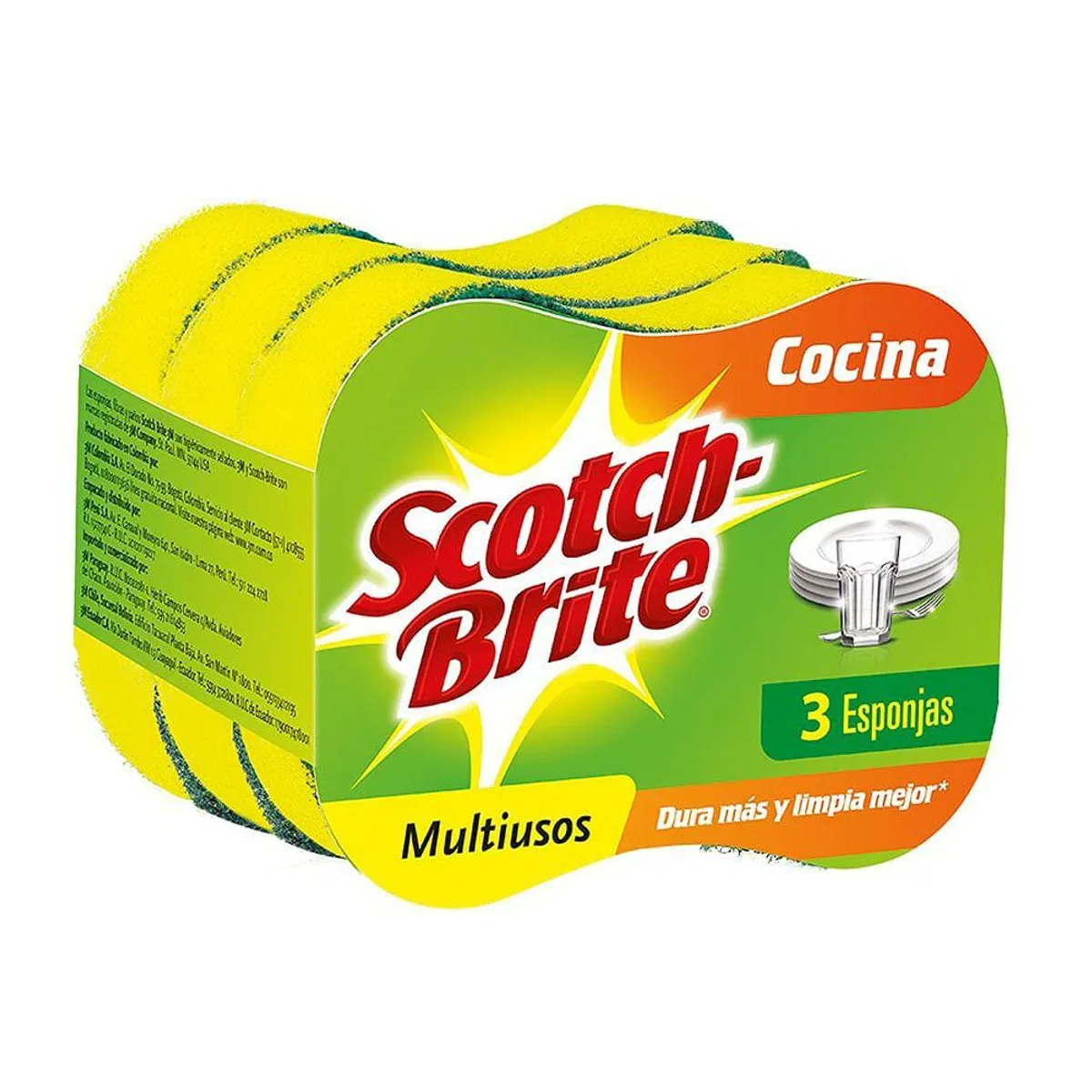 SCOTCH BRITE - Esponja de Cocina 2 en 1 Scotch Brite Empaque 3 Und