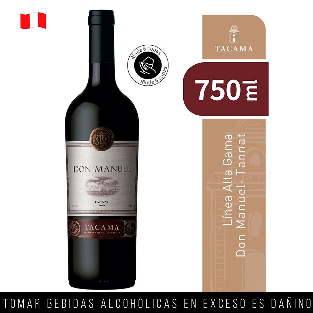 TACAMA - Vino Tinto Tacama Don Manuel Tannat Botella 750 mL