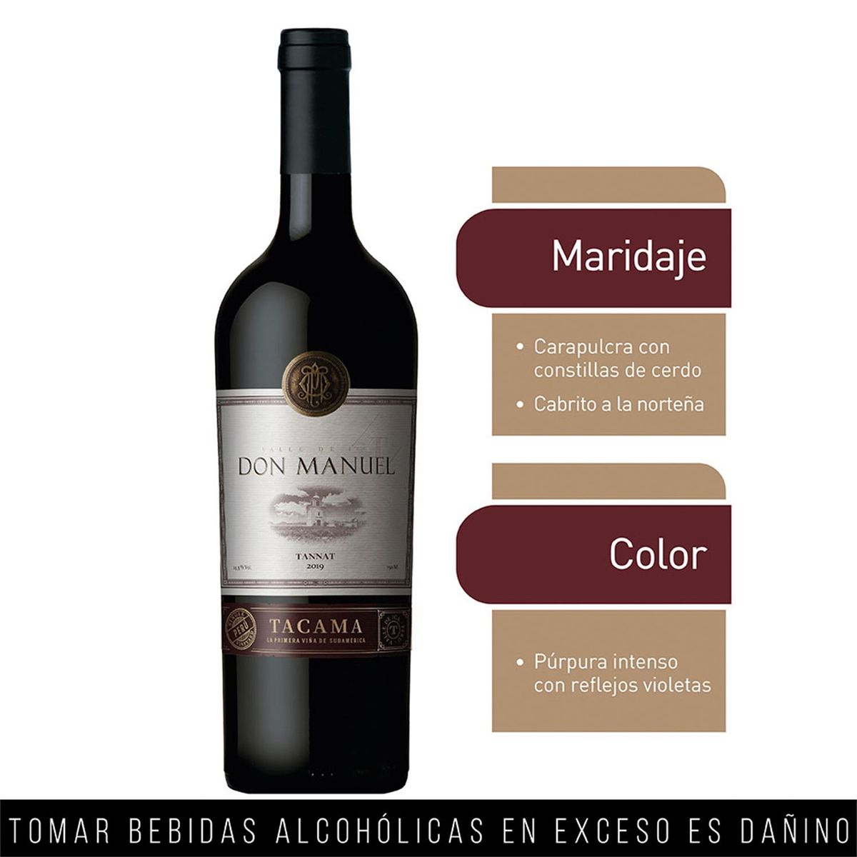 TACAMA - Vino Tinto Tacama Don Manuel Tannat Botella 750 mL