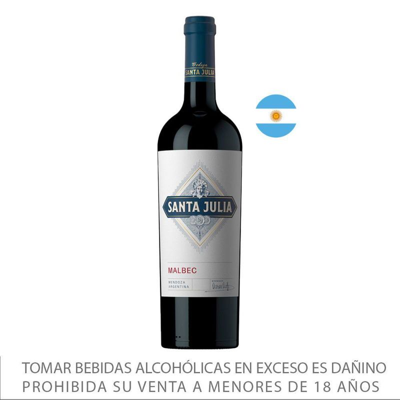 SANTA JULIA - Vino Santa Julia Tinto Malbec Botella 750 mL