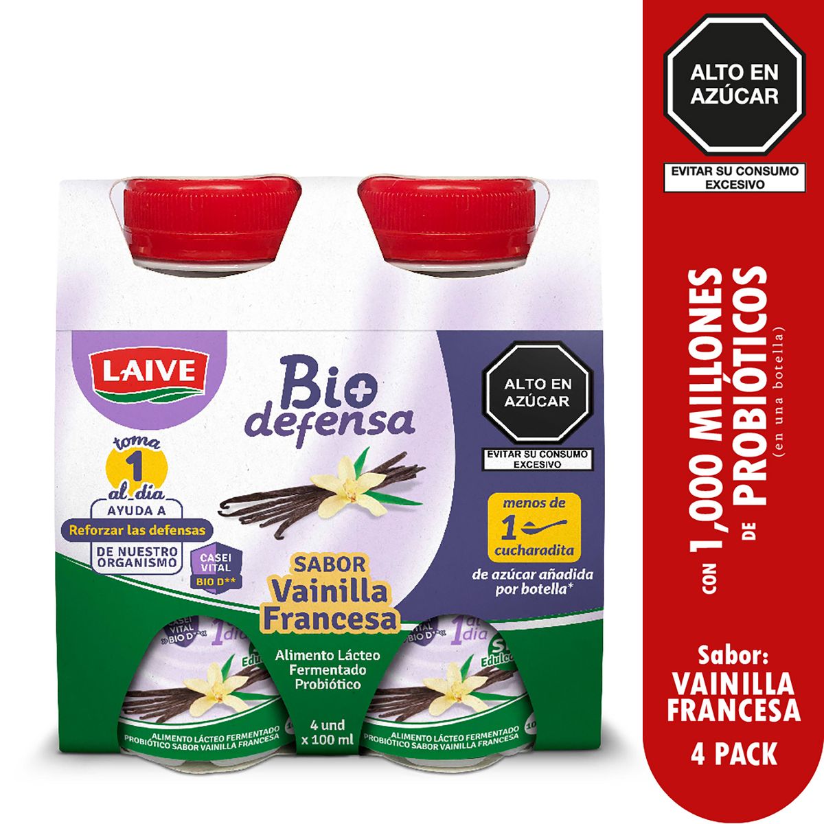LAIVE - Yogurt Laive Biodefensa Vainilla Pack 4 Botellas 100 mL