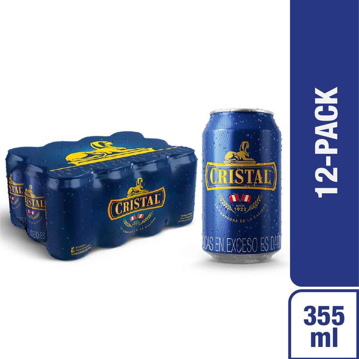 CRISTAL - Cerveza Cristal Pack 12 Latas 355 mL