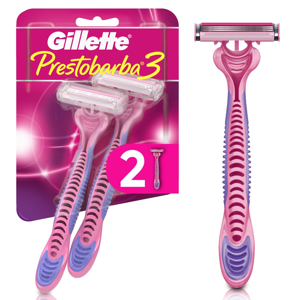 GILLETTE - Máquina de Afeitar Gillette Mujer Prestobarba3 Empaque 2 Und