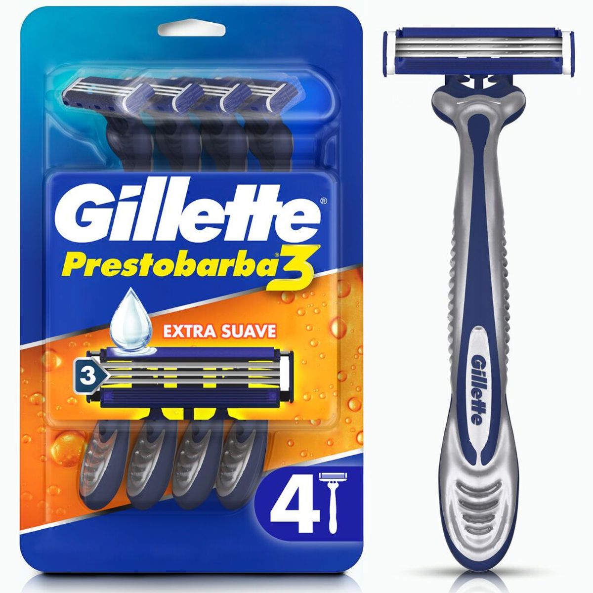 GILLETTE - Máquina de Afeitar Gillette Prestobarba3 Extra Suave Empaque 4 Und