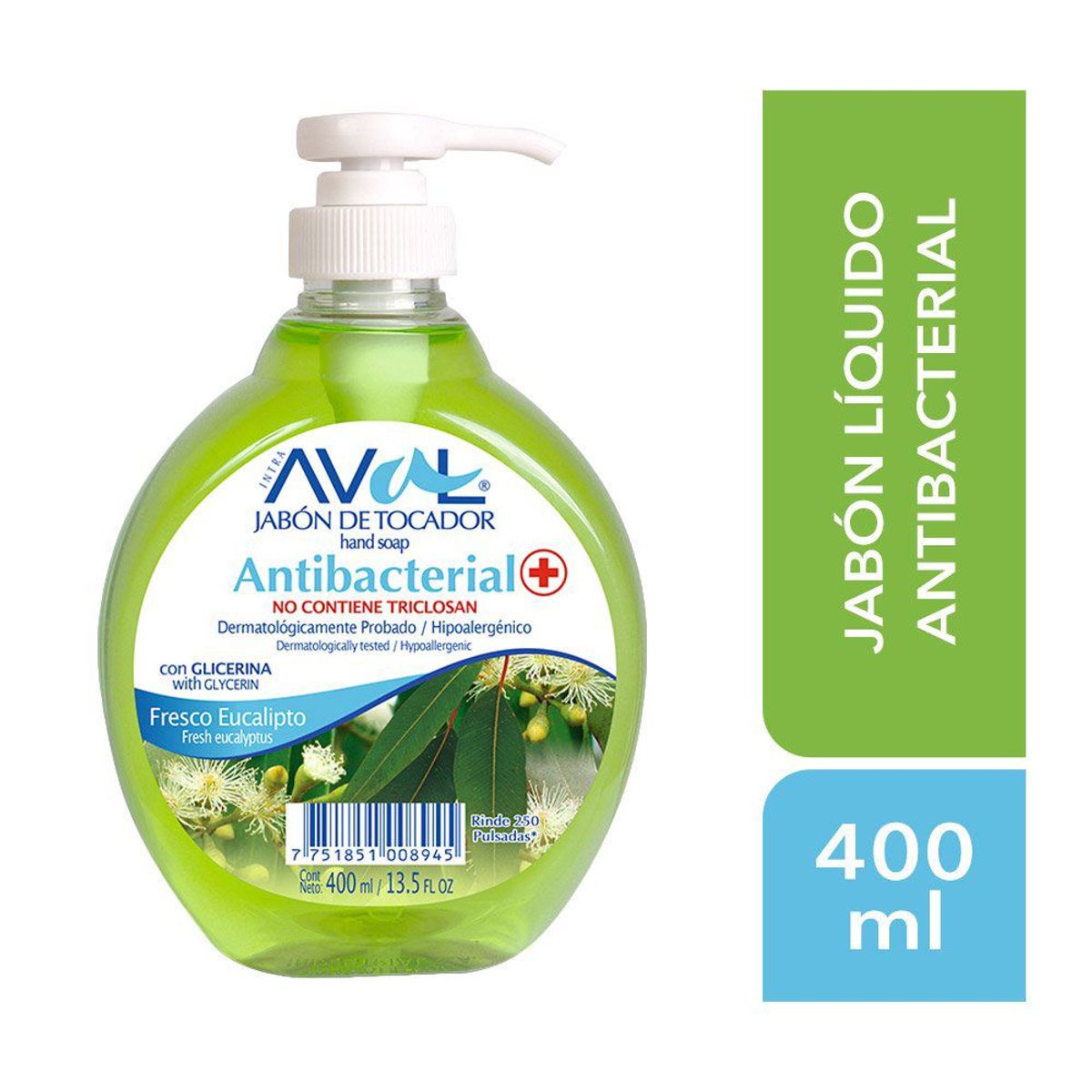 AVAL - Jabón Líquido Aval Antibacterial Eucalipto Envase 400 mL