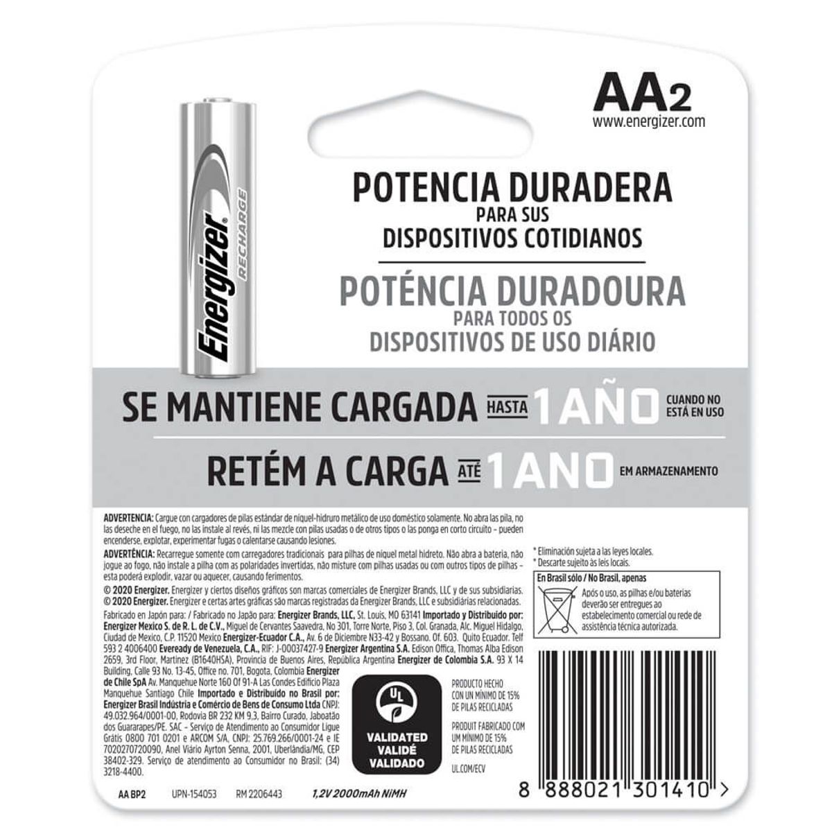 ENERGIZER - Pilas Recargables Aa X 2 Un