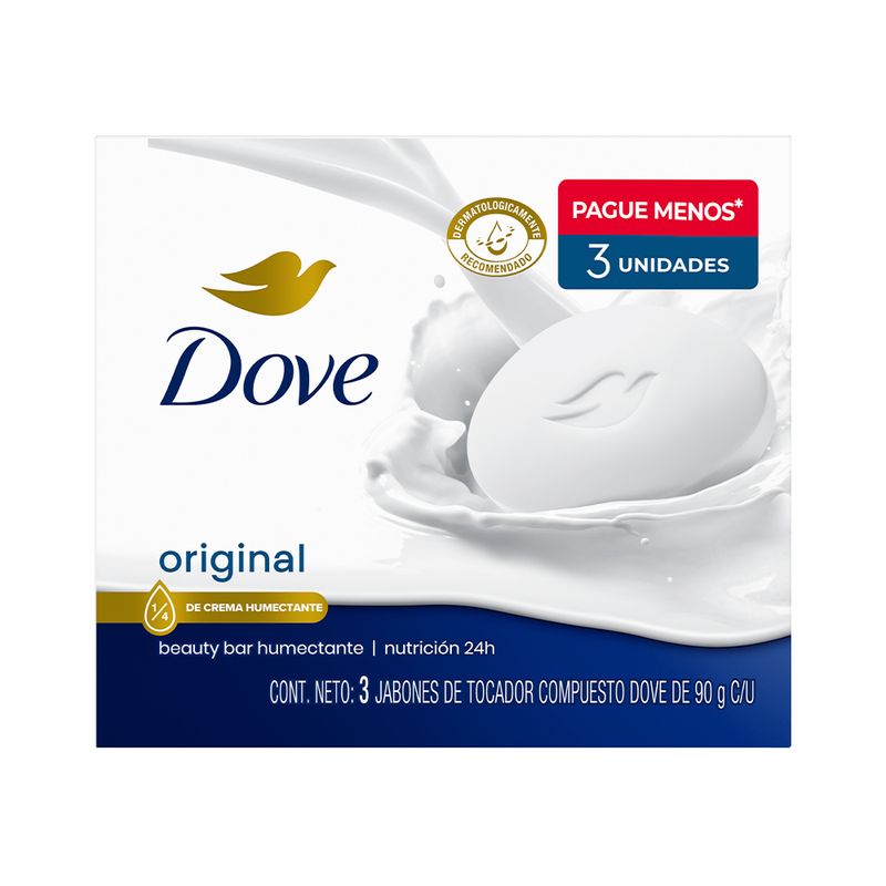 DOVE - Jabón Dove Blanco Pack 3 Empaques 90 g