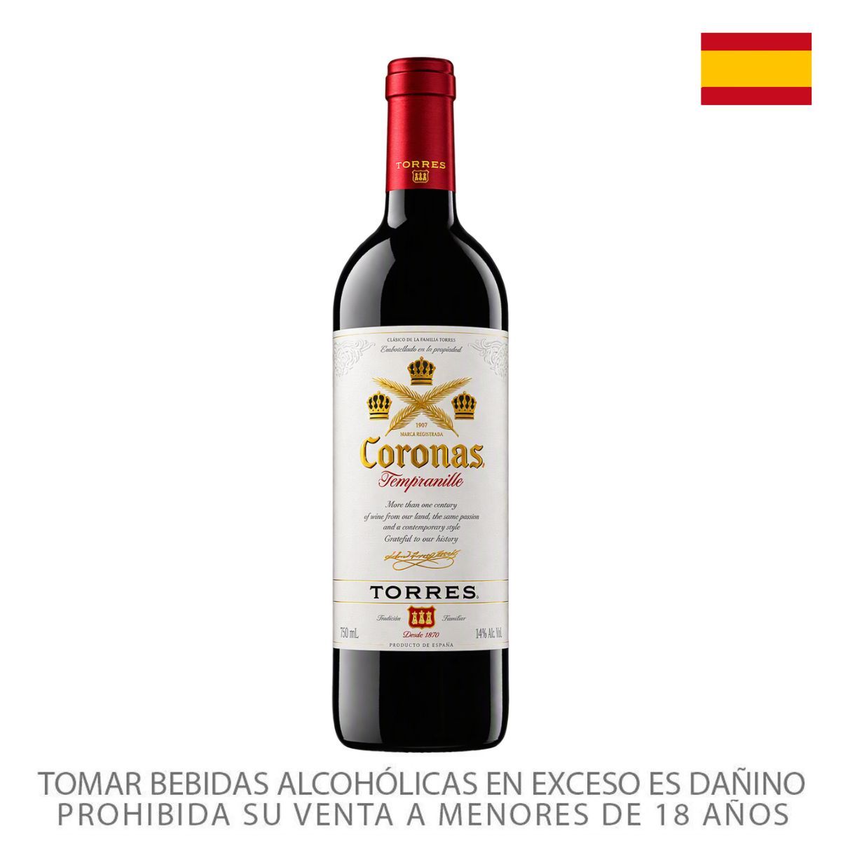 CORONAS - Vino Tinto Torres Coronas Tempranillo Botella 750 mL