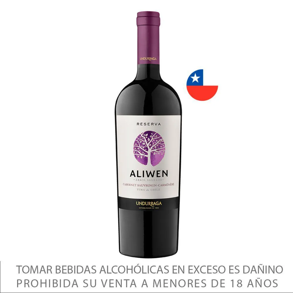 UNDURRAGA - Vino Tinto Undurraga Reserva Cabernet Carmenere Botella 750 mL