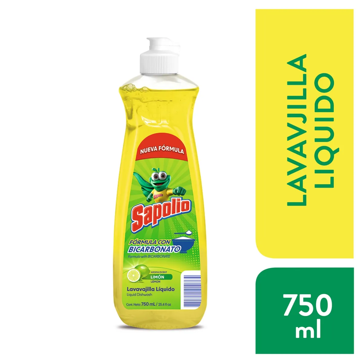 SAPOLIO - Lavavajilla Liquido Sapolio Limón Botella 750 mL