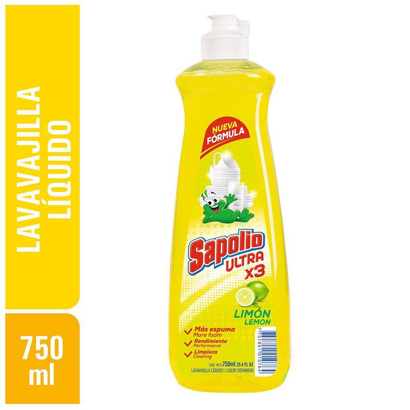 SAPOLIO - Lavavajilla Líquido Sapolio Aroma Limón Envase 750 mL