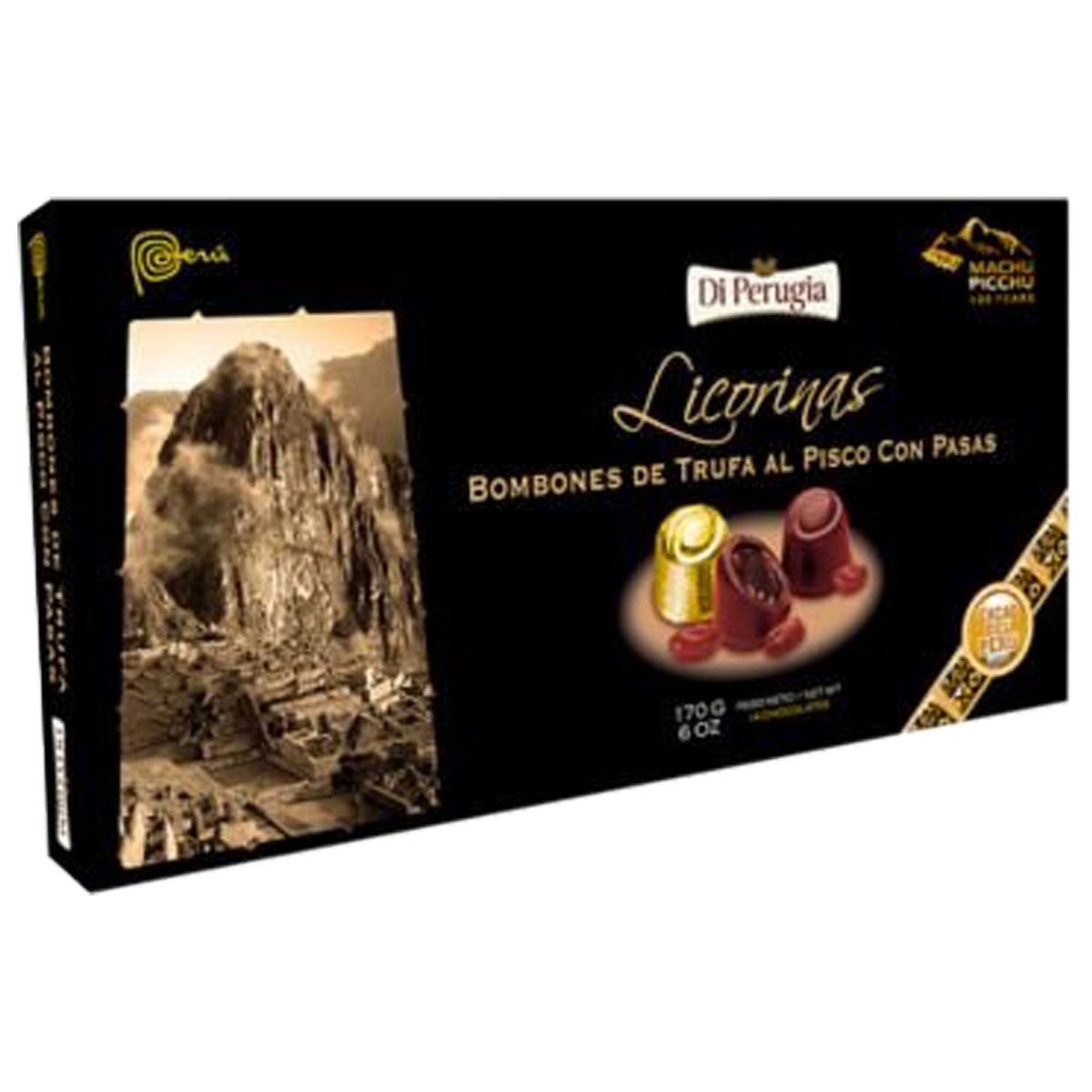 DI PERUGIA - Bombones Chocolate Licorina Trufa Pisco Di Perugia 170 g x 14 Unidades