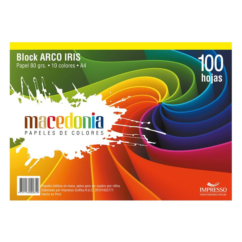 MACEDONIA - Block Arcoíris Macedonia 80 G A4 100 Hojas