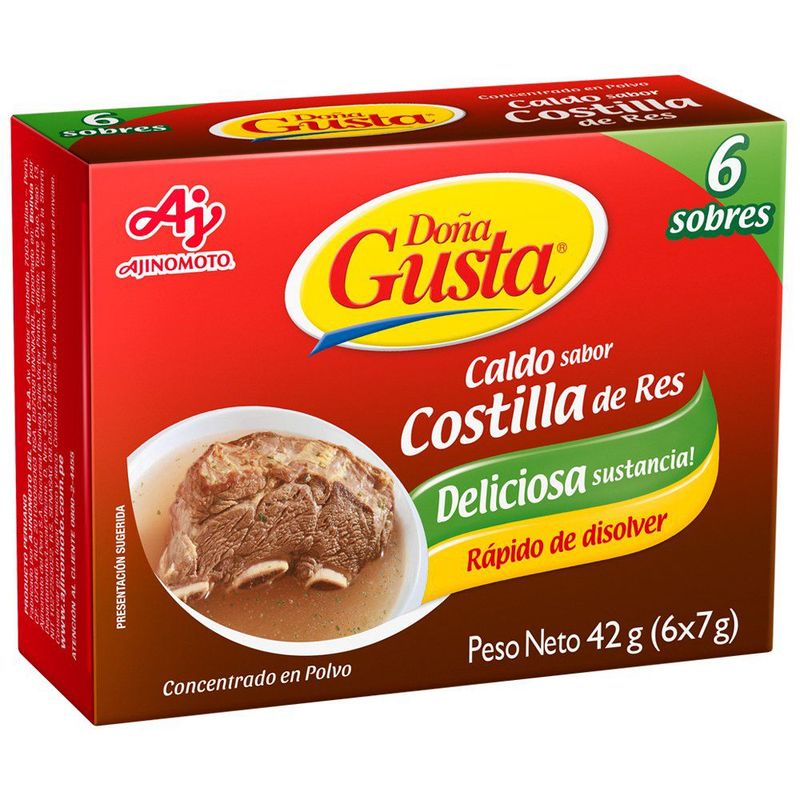 AJINOMOTO - Caldo Concentrado Doña Gusta Sabor Costilla de Res Caja 6 Und