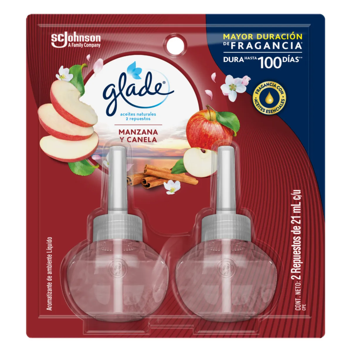 GLADE - Repuesto Aceite Perfumado Glade Manzana y Canela Empaque 2 Und