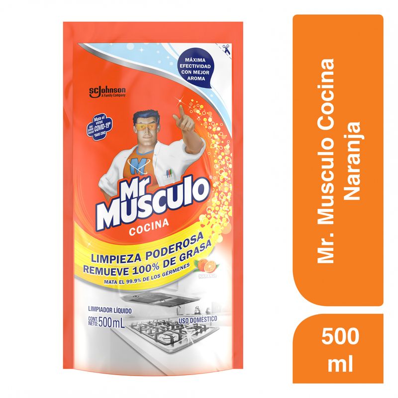 MR MUSCULO - Repuesto Sacagrasa Mr Musculo Naranja Cocina Doypack 500 mL