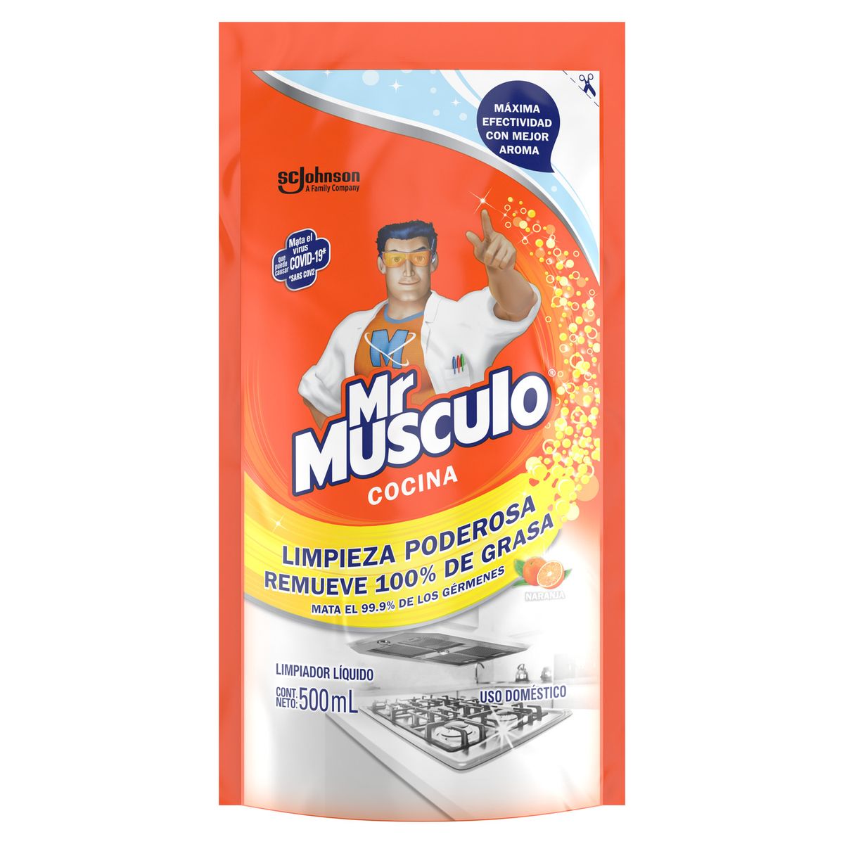 MR MUSCULO - Limpiador Líquido Sacagrasa Cocina Mr Musculo Doypack 500 mL
