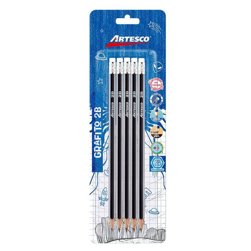 ARTESCO - Lápiz de Grafito 2B X 5 Blister
