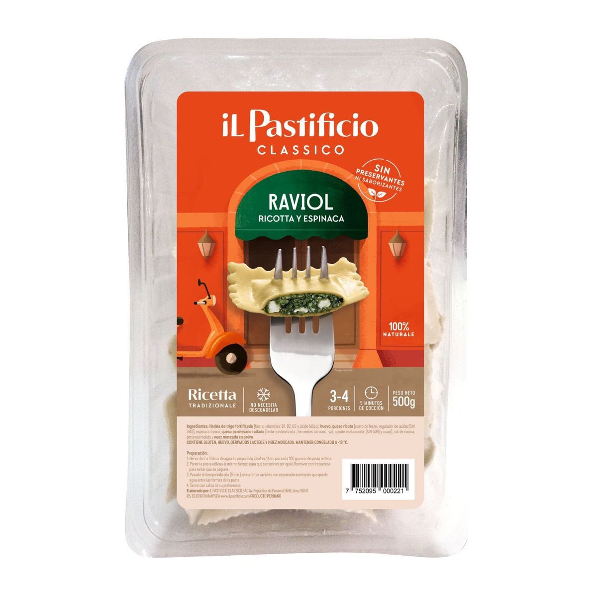 IL PASTIFICIO - Raviol Ricotta y Espinaca Pastificio Empaque 500 g