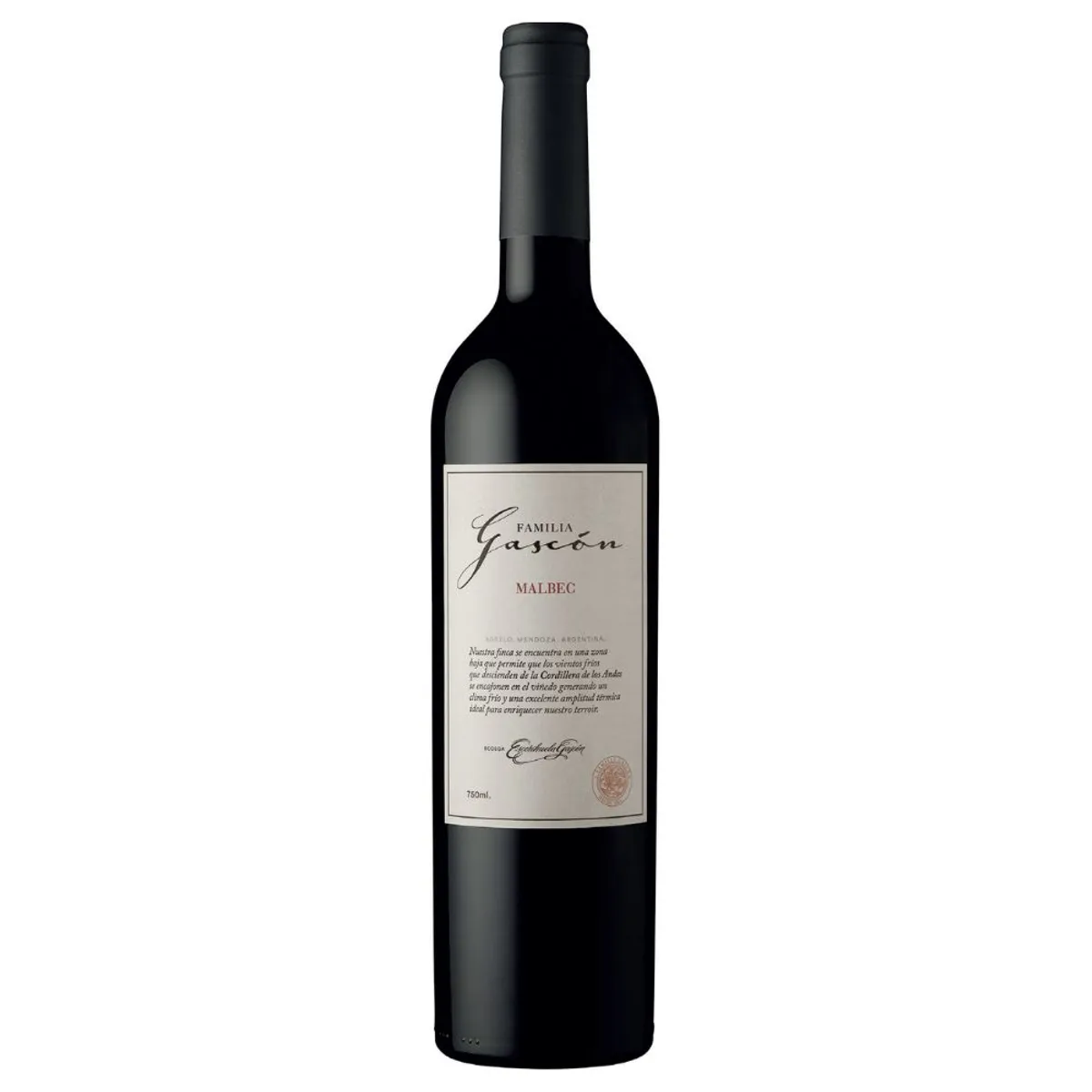FAMILIA GASCON - Vino Tinto Familia Gascón Malbec Botella 750 mL