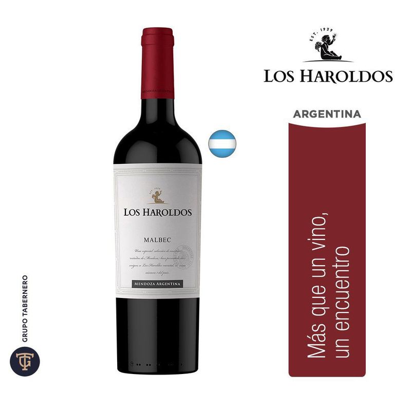 LOS HAROLDOS - Vino Los Haroldos Tinto Malbec Botella 750 ml