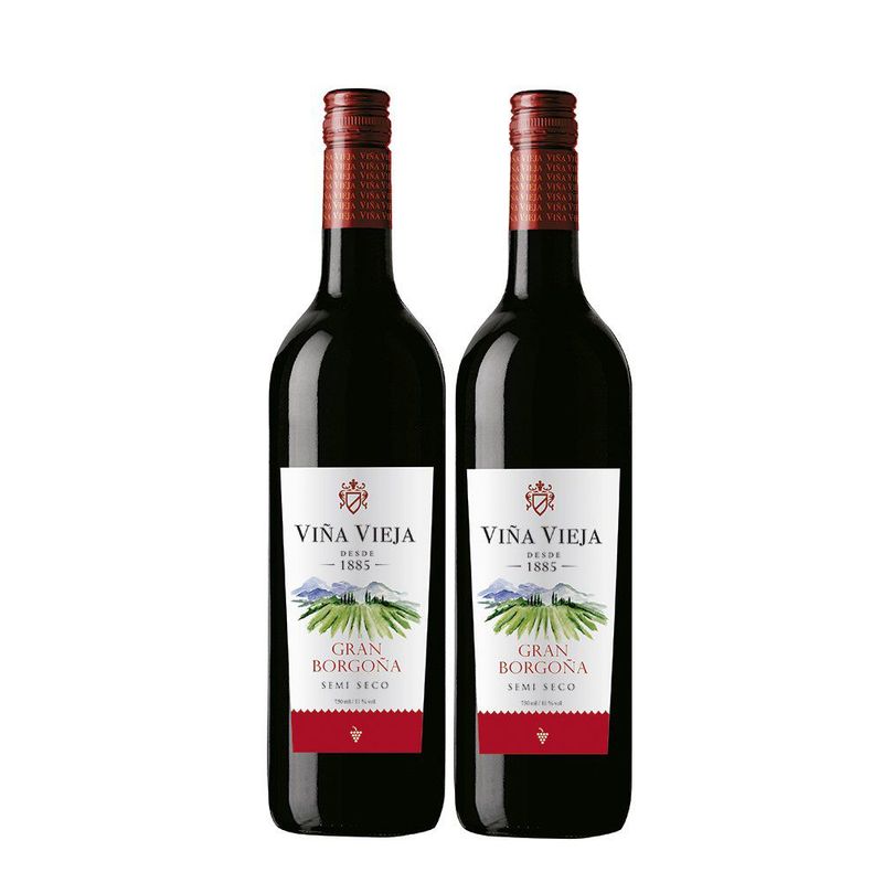 VIÑA VIEJA - Vino Viña Vieja Semi Seco Gran Borgoña Pack 2 Botellas 750 mL
