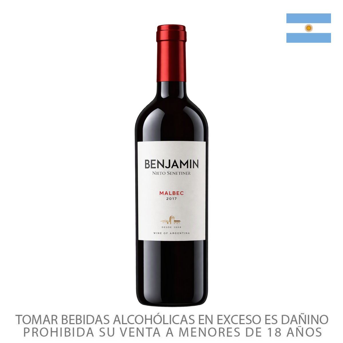 NIETO SENETINER - Vino Benjamin Nieto Senetiner Malbec Botella 750 mL