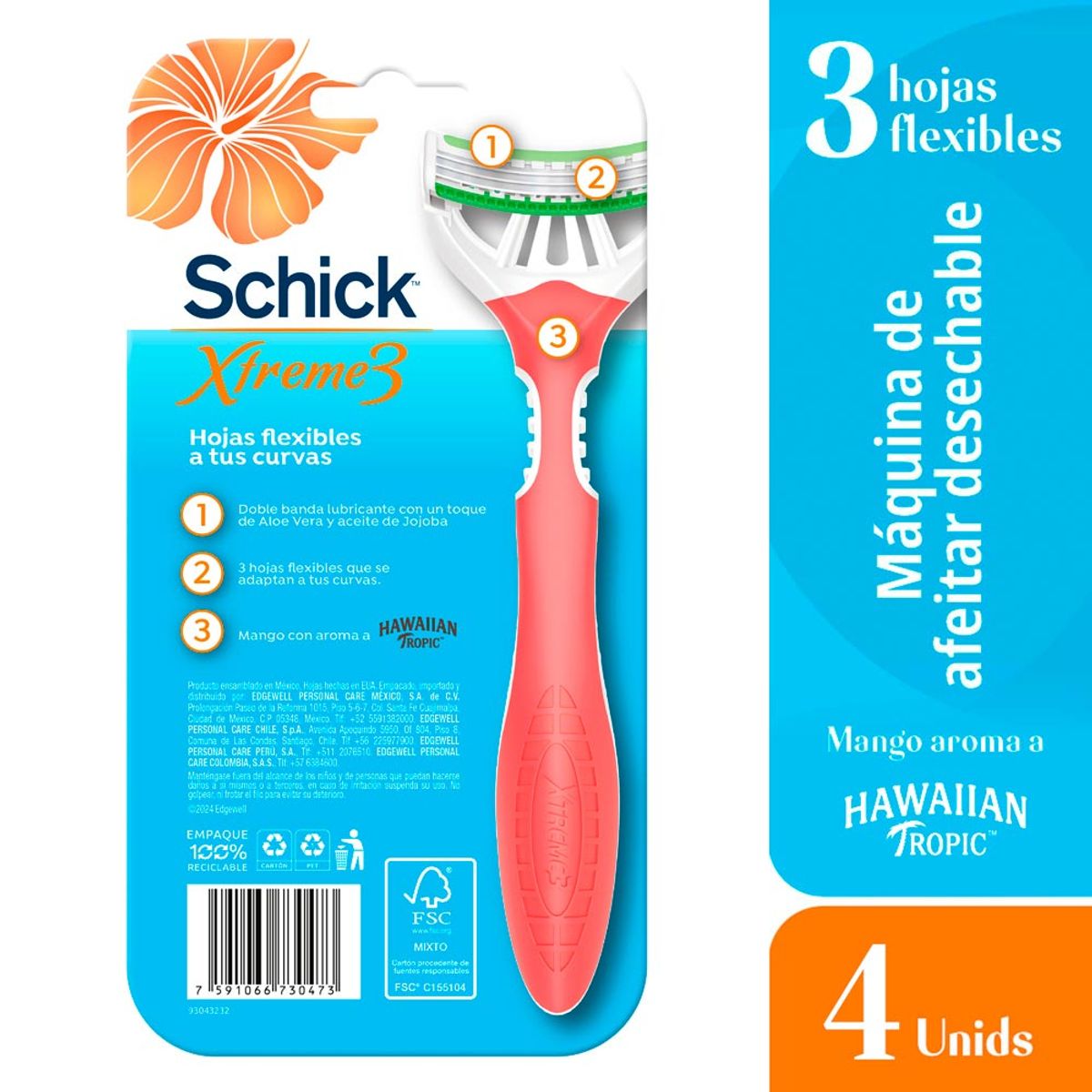 SCHICK - Máquina de Afeitar Schick Extreme 3 Piel Delicada Empaque 1 Und