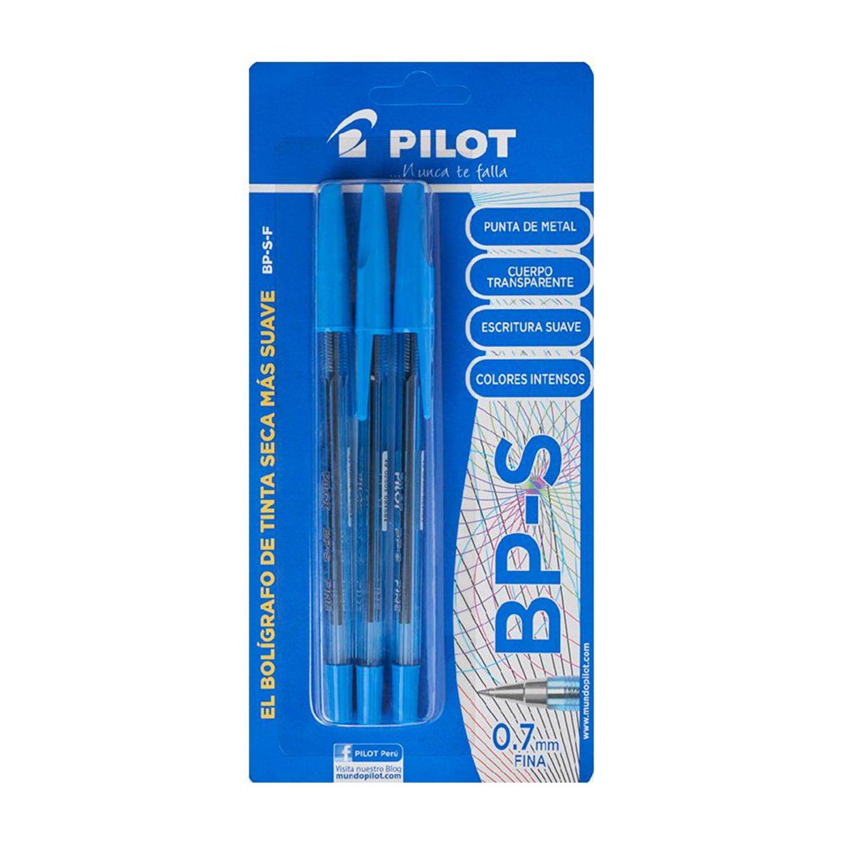 PILOT - Lapicero Pilot BP S Azul Empaque 3 Und