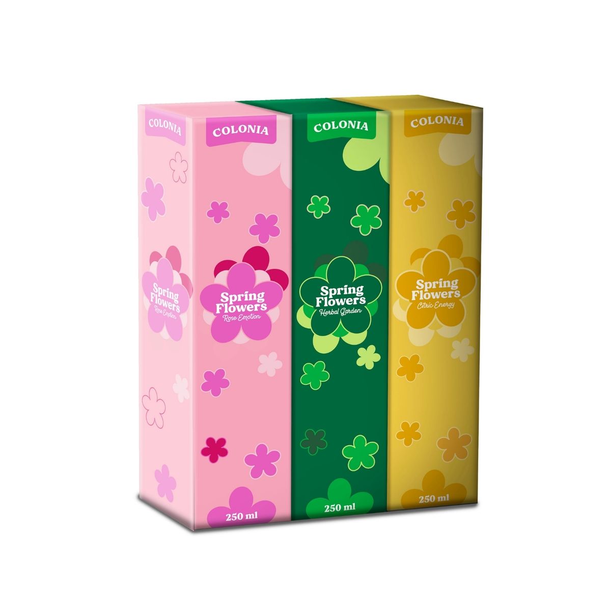 SPRING FLOWERS - Pack Colonia Spring Flowers Cítrico 250 mL + Rosa 250 mL + Herbal 250 mL