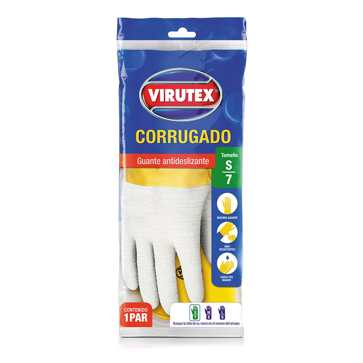 VIRUTEX - Guantes Virutex Corrugado Clásico Talla S