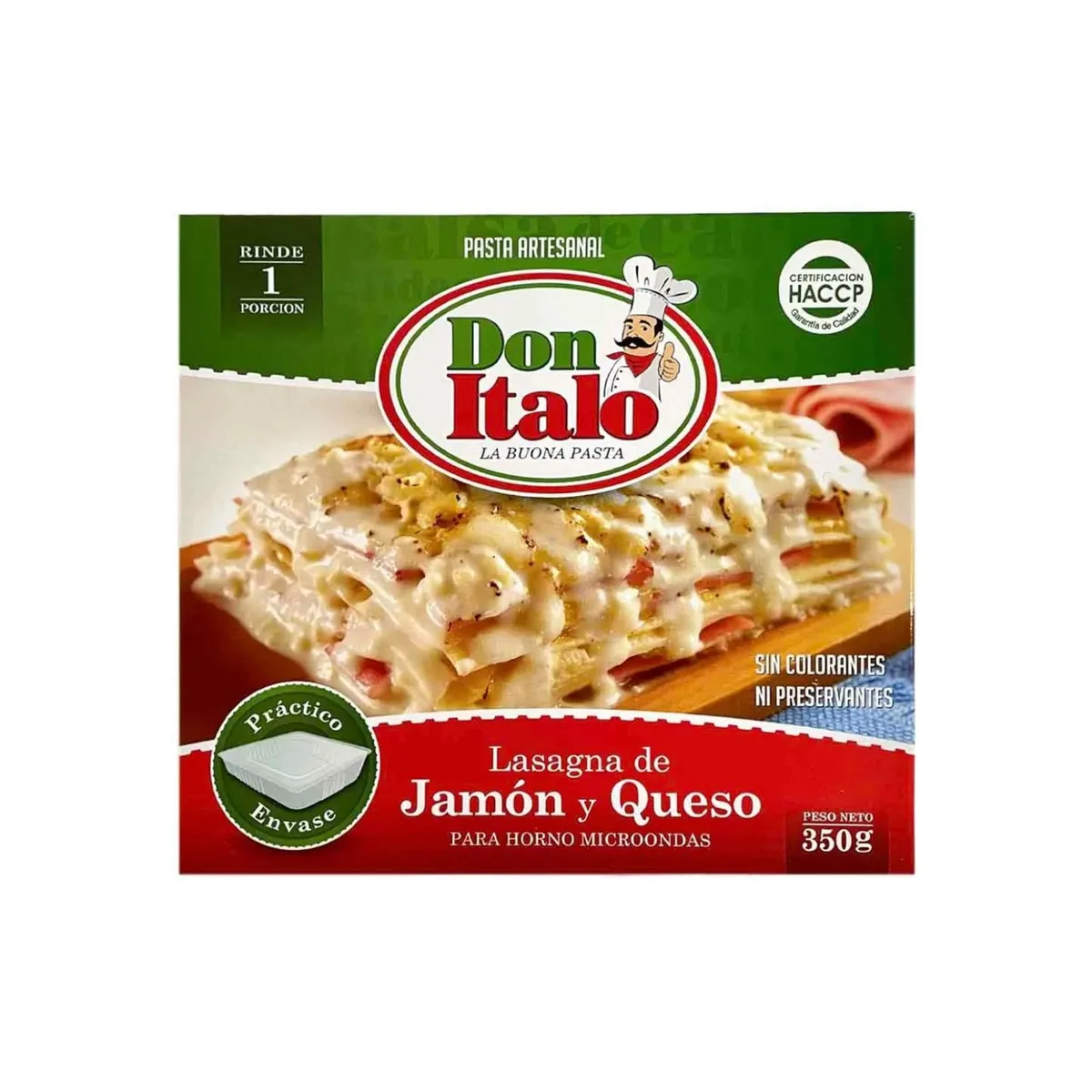 DON ITALO - Lasaña Don Italo Jamón y Queso Caja 350 g