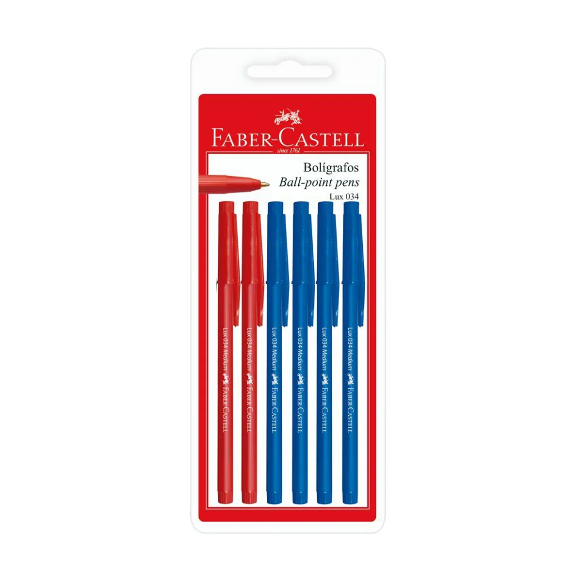 FABER CASTELL - Lapiceros Faber Castell 034F 4 Azul + 2 Rojo Empaque 6 Und
