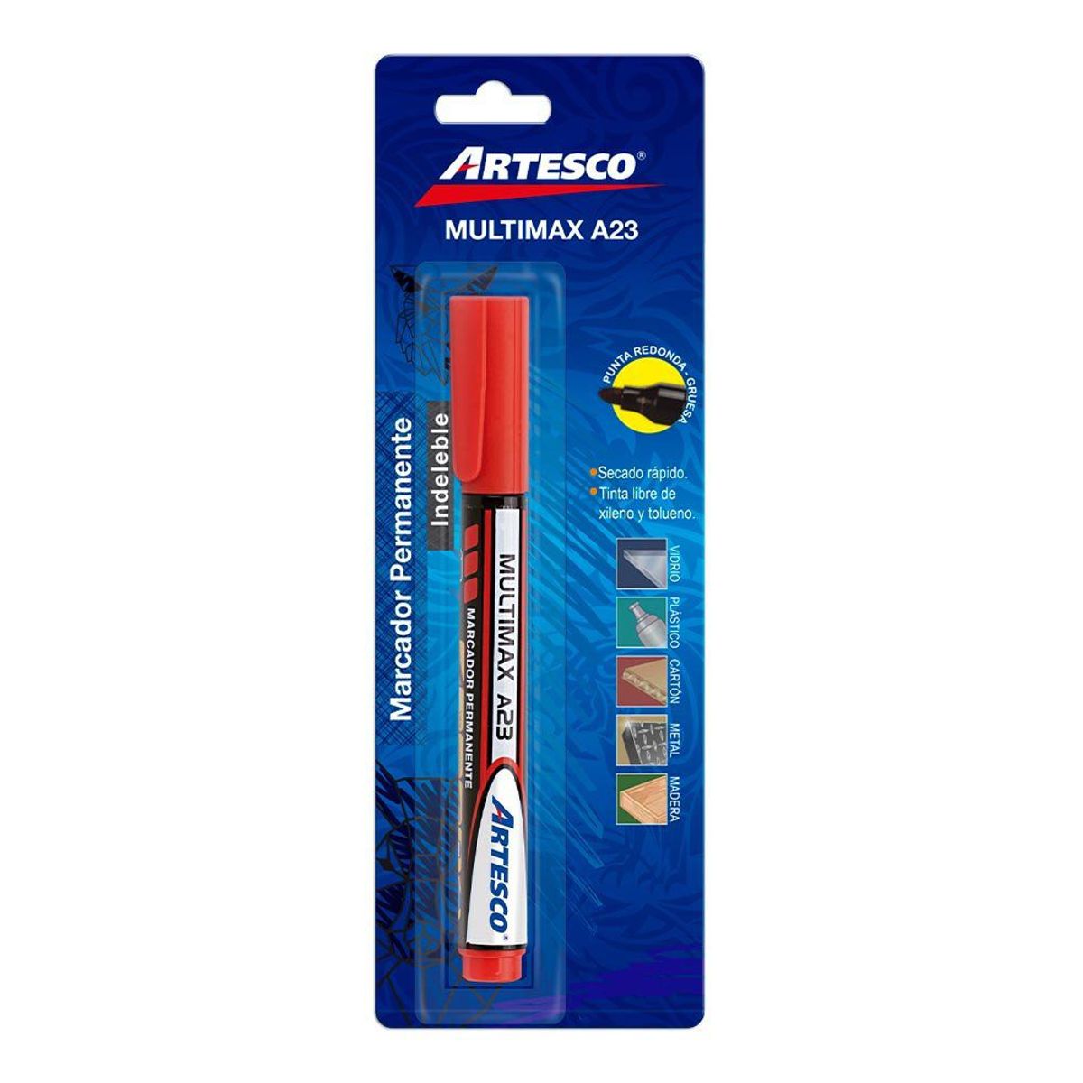 ARTESCO - Plumón Indeleble Artesco Multimax A123 Color Rojo
