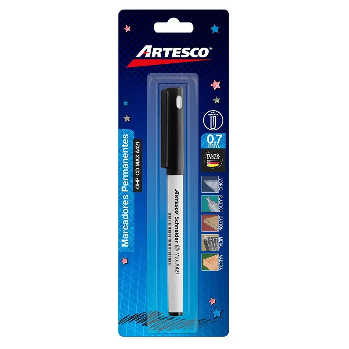 ARTESCO - Plumón Indeleble Artesco OHP CD Max Punta Fina 0.7 mm