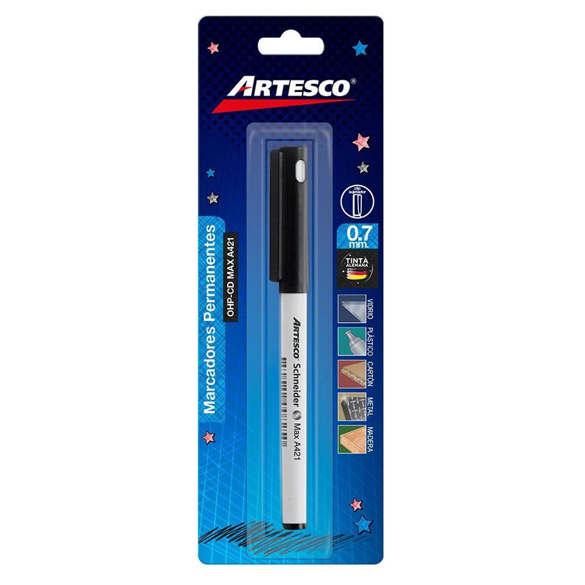 ARTESCO - Plumón Indeleble Artesco OHP CD Max Punta Fina 0.7 mm